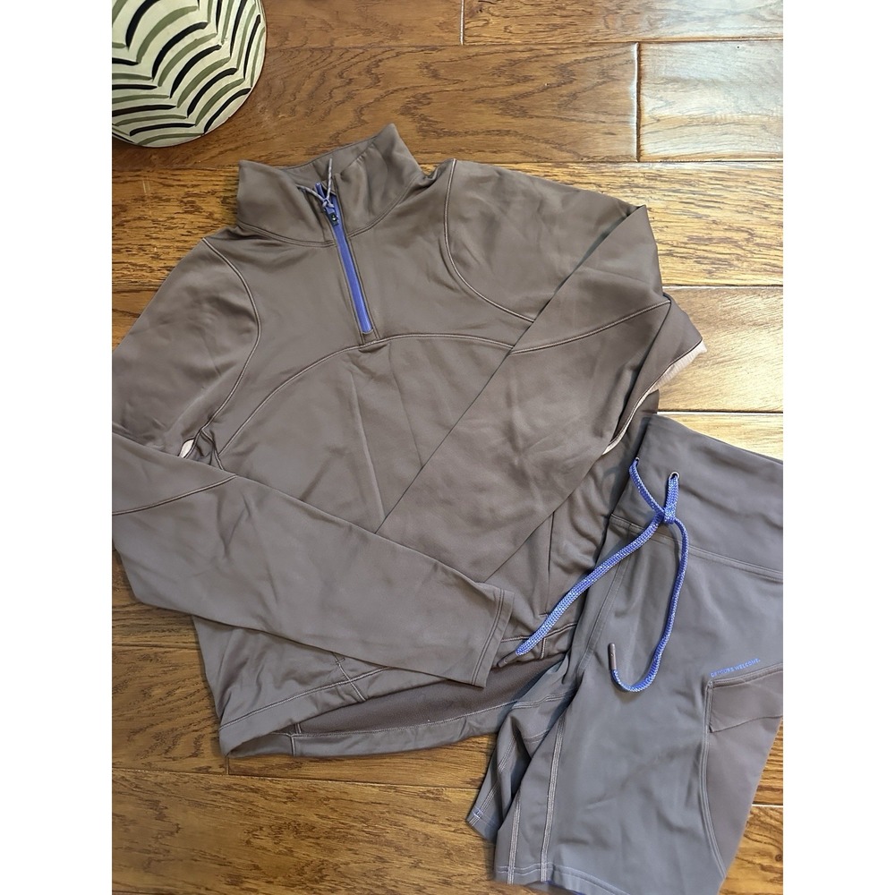 Lululemon Hiking Set Tech Fleece Half Zip 8 & Cargo SHR Shorts 10 Roasted Brown